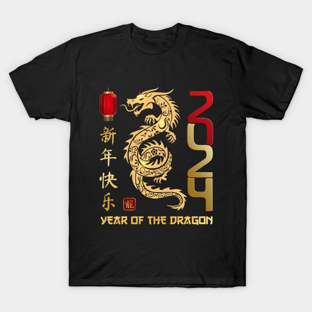 Chinese Lunar Year Of The Dragon 2024 New Year 2024 T-Shirt by Danemilin